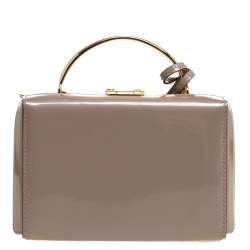 Pre Owned Mark Cross Beige Patent Leather Mini Grace Box Bag