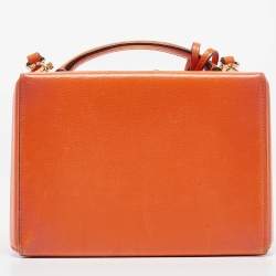 Mark Cross Orange Leather Small Grace Box Bag