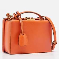 Mark Cross Orange Leather Small Grace Box Bag