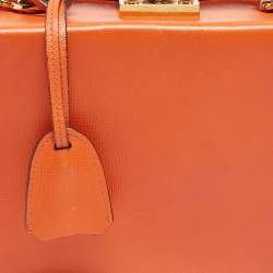 Mark Cross Orange Leather Small Grace Box Bag