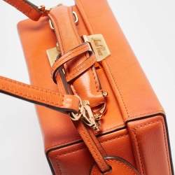 Mark Cross Orange Leather Small Grace Box Bag