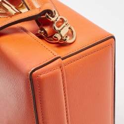 Mark Cross Orange Leather Small Grace Box Bag