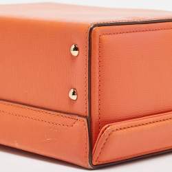 Mark Cross Orange Leather Small Grace Box Bag