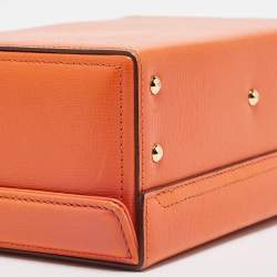 Mark Cross Orange Leather Small Grace Box Bag