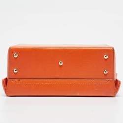 Mark Cross Orange Leather Small Grace Box Bag
