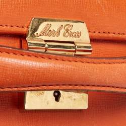 Mark Cross Orange Leather Small Grace Box Bag