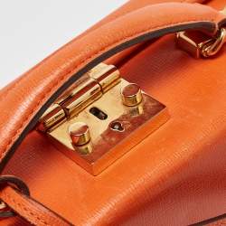 Mark Cross Orange Leather Small Grace Box Bag