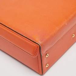 Mark Cross Orange Leather Small Grace Box Bag