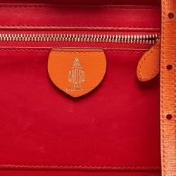 Mark Cross Orange Leather Small Grace Box Bag