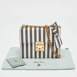 Mark Cross Grey/White Satin Stripe Zelda Chain Bag