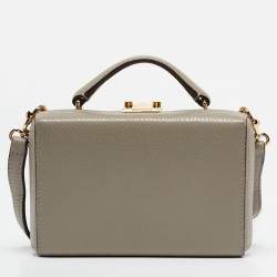 Mark Cross Grey Leather Mini Grace Box Bag