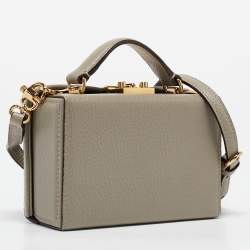 Mark Cross Grey Leather Mini Grace Box Bag