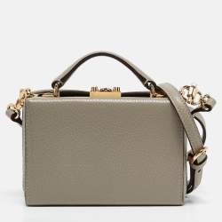 Mark Cross Grey Leather Mini Grace Box Bag