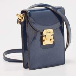 Mark Cross Blue Patent Leather Josephine Stardust Crossbody Bag