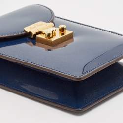 Mark Cross Blue Patent Leather Josephine Stardust Crossbody Bag