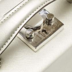 Pre Owned Mark Cross Silver Leather Small Grace Box Bag