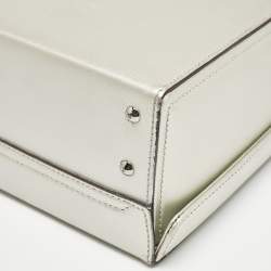Pre Owned Mark Cross Silver Leather Small Grace Box Bag