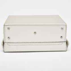 Pre Owned Mark Cross Silver Leather Small Grace Box Bag