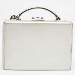 Pre Owned Mark Cross Silver Leather Small Grace Box Bag