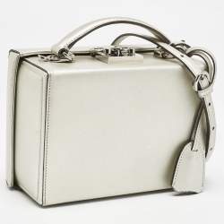 Pre Owned Mark Cross Silver Leather Small Grace Box Bag