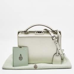 Pre Owned Mark Cross Silver Leather Small Grace Box Bag