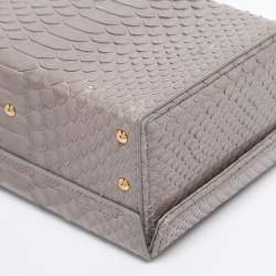 Pre Owned Mark Cross Grey Python Small Grace Box Bag