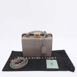 Pre Owned Mark Cross Grey Python Small Grace Box Bag