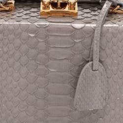 Pre Owned Mark Cross Grey Python Small Grace Box Bag