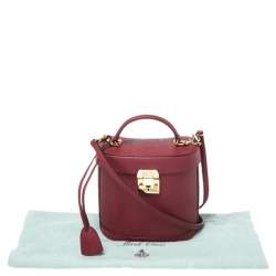 Mark Cross Red Leather Benchley Top Handle Bag