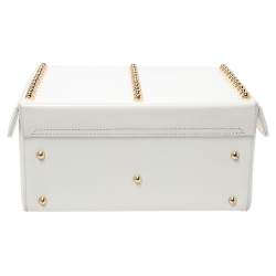 Pre Owned Mark Cross Off White Leather Grace Studded Box Bag