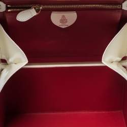 Pre Owned Mark Cross Off White Leather Grace Studded Box Bag