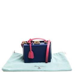 Pre Owned Mark Cross Blue/Pink Leather Grace Box Bag