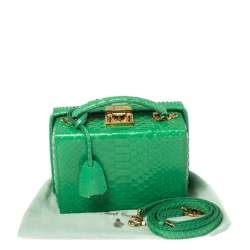 Mark Cross Green Python Small Grace Box Bag