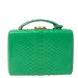 Mark Cross Green Python Small Grace Box Bag
