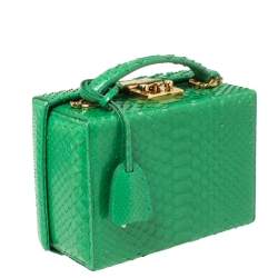 Mark Cross Green Python Small Grace Box Bag