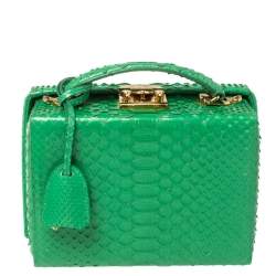 Mark Cross Green Python Small Grace Box Bag
