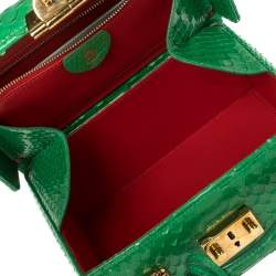 Mark Cross Green Python Small Grace Box Bag