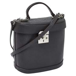 Mark Cross Black Leather Benchley Top Handle Bag