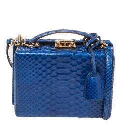 Mark Cross Blue Python Small Grace Box Bag