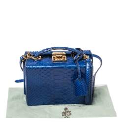 Mark Cross Blue Python Small Grace Box Bag