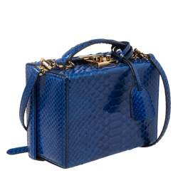 Mark Cross Blue Python Small Grace Box Bag