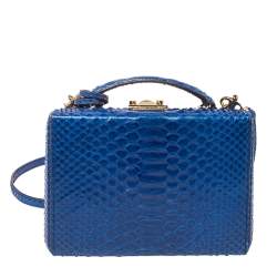 Mark Cross Blue Python Small Grace Box Bag