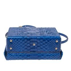 Mark Cross Blue Python Small Grace Box Bag