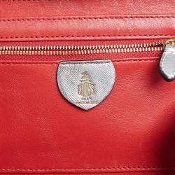 Mark Cross Silver Leather Small Grace Box Bag