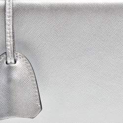 Mark Cross Silver Leather Small Grace Box Bag