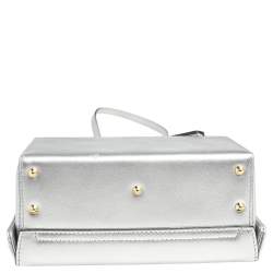 Mark Cross Silver Leather Small Grace Box Bag