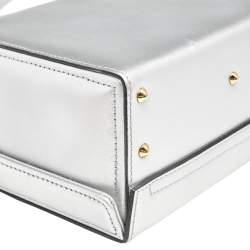 Mark Cross Silver Leather Small Grace Box Bag
