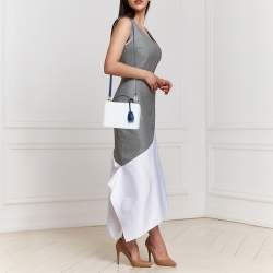 Mark Cross White/Blue Leather Small Grace Box Bag
