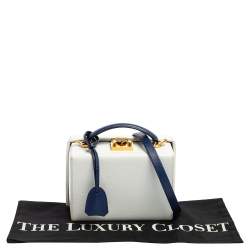 Mark Cross White/Blue Leather Small Grace Box Bag