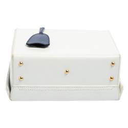 Mark Cross White/Blue Leather Small Grace Box Bag